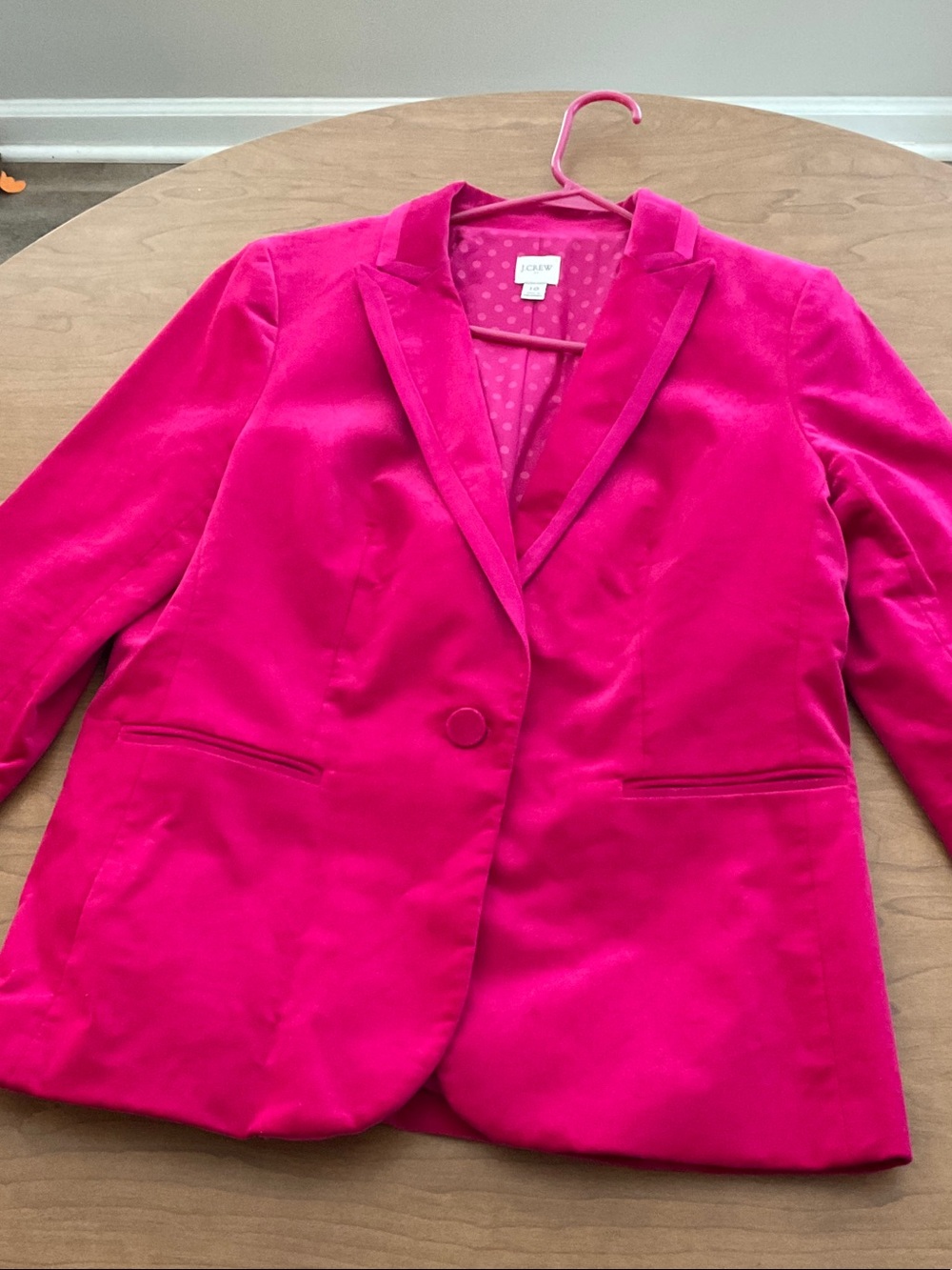 J. Crew Women's Bright Pink Velvet Single-Button Blazer